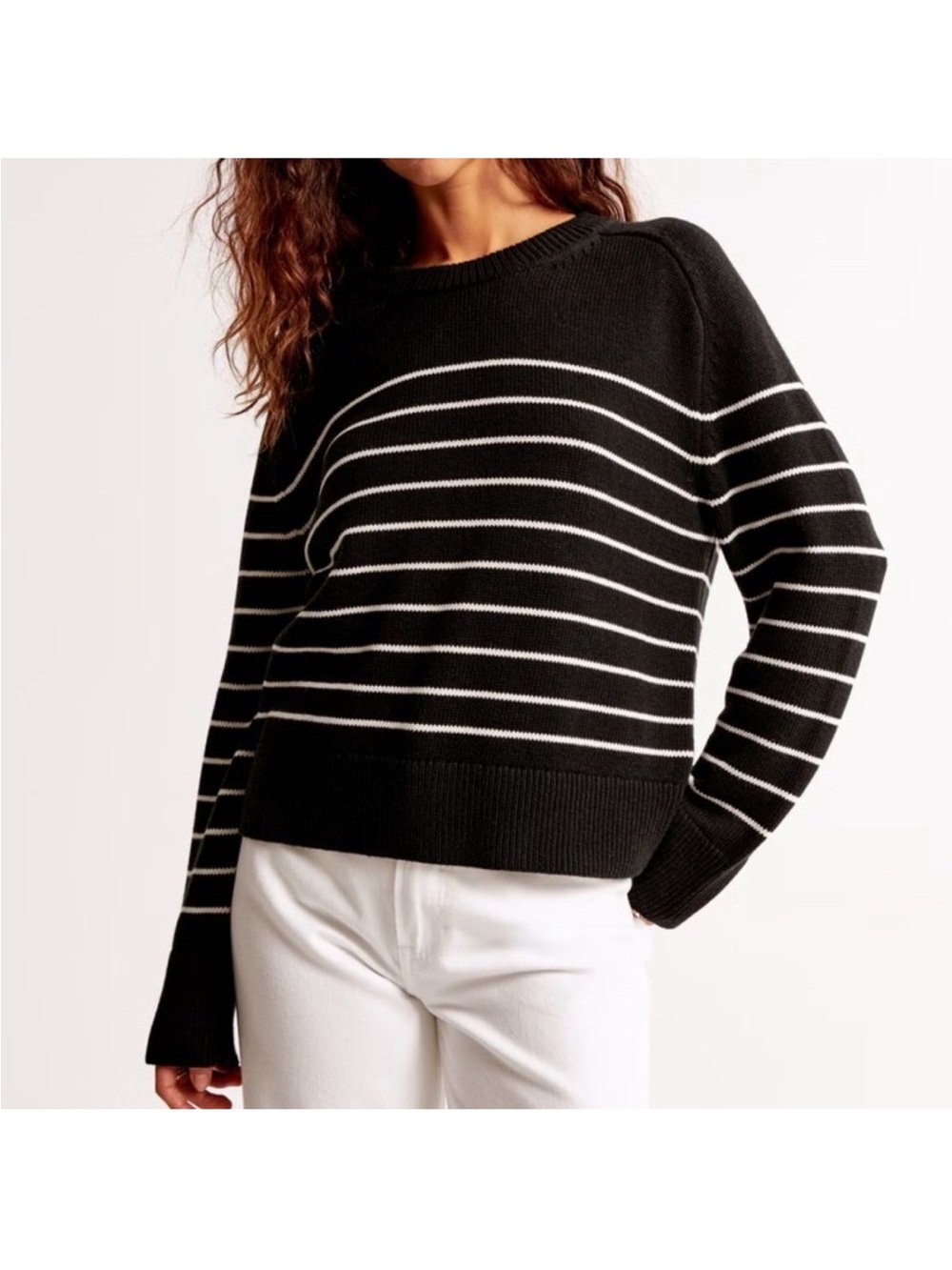Abercrombie Striped Madeline Knit Crewneck Sweater cotton